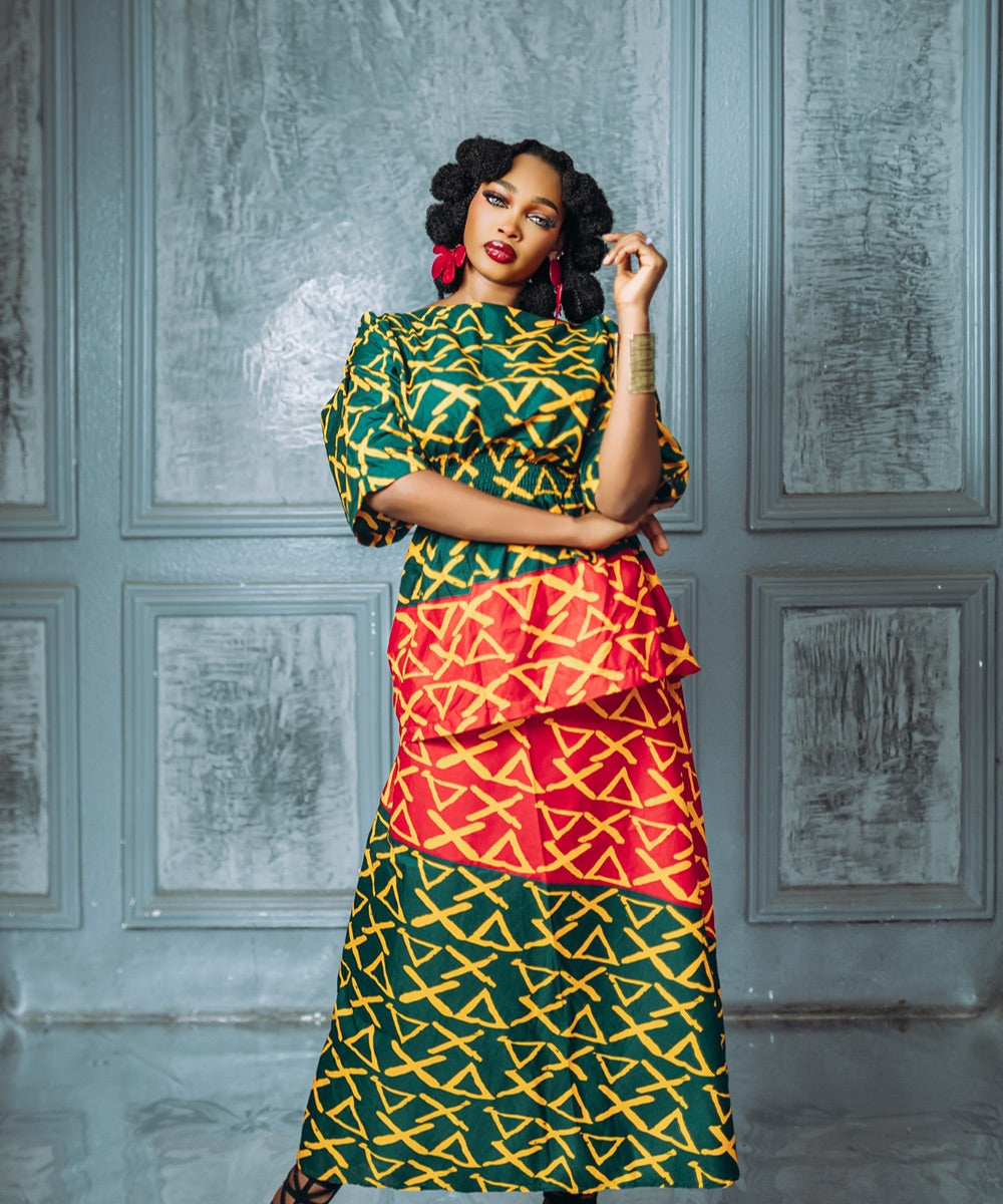 The Nia Two Piece Top and Skirt - Multicoloured