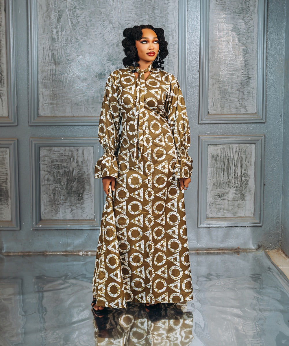 The Nia Long-Sleeved Maxi Dress - Multicoloured Print