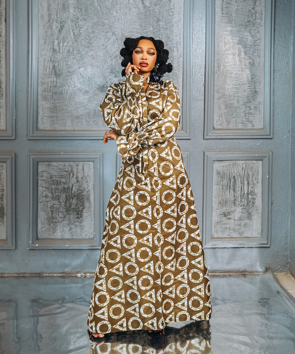 The Nia Long-Sleeved Maxi Dress - Multicoloured Print