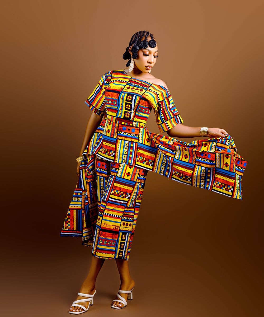 The Nia Adire Print Two-Piece Maxi Skirt Set - Multicolour