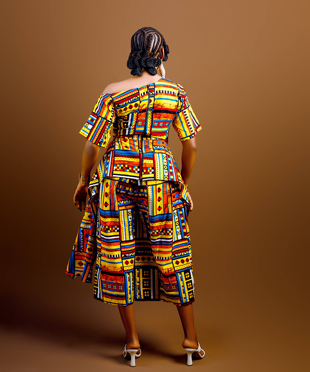 The Nia Adire Print Two-Piece Maxi Skirt Set - Multicolour