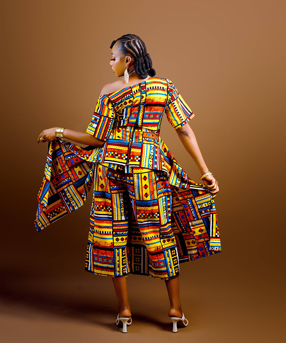 The Nia Adire Print Two-Piece Maxi Skirt Set - Multicolour