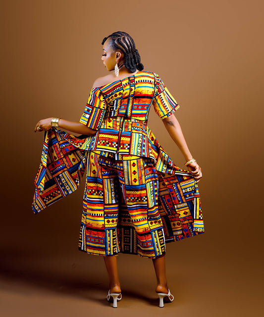 The Nia Adire Print Two-Piece Maxi Skirt Set - Multicolour
