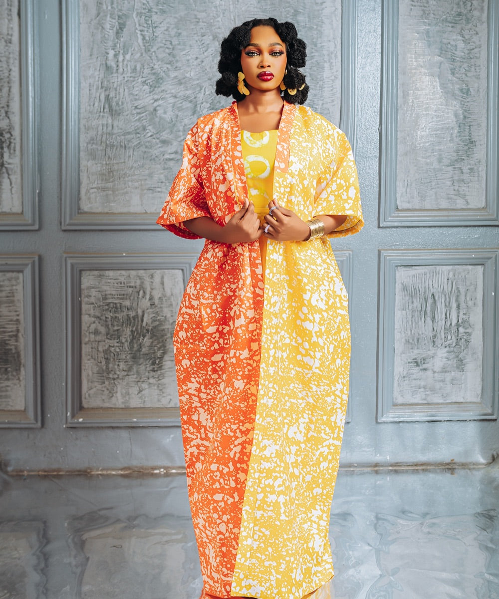 The Nia Sleeveless Long Gown With Cover Overall -  Multicoloured