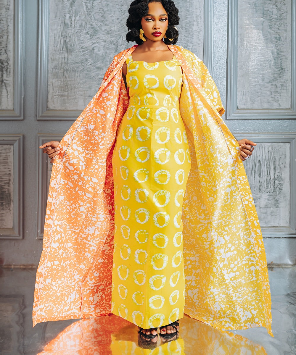 The Nia Sleeveless Long Gown With Cover Overall -  Multicoloured