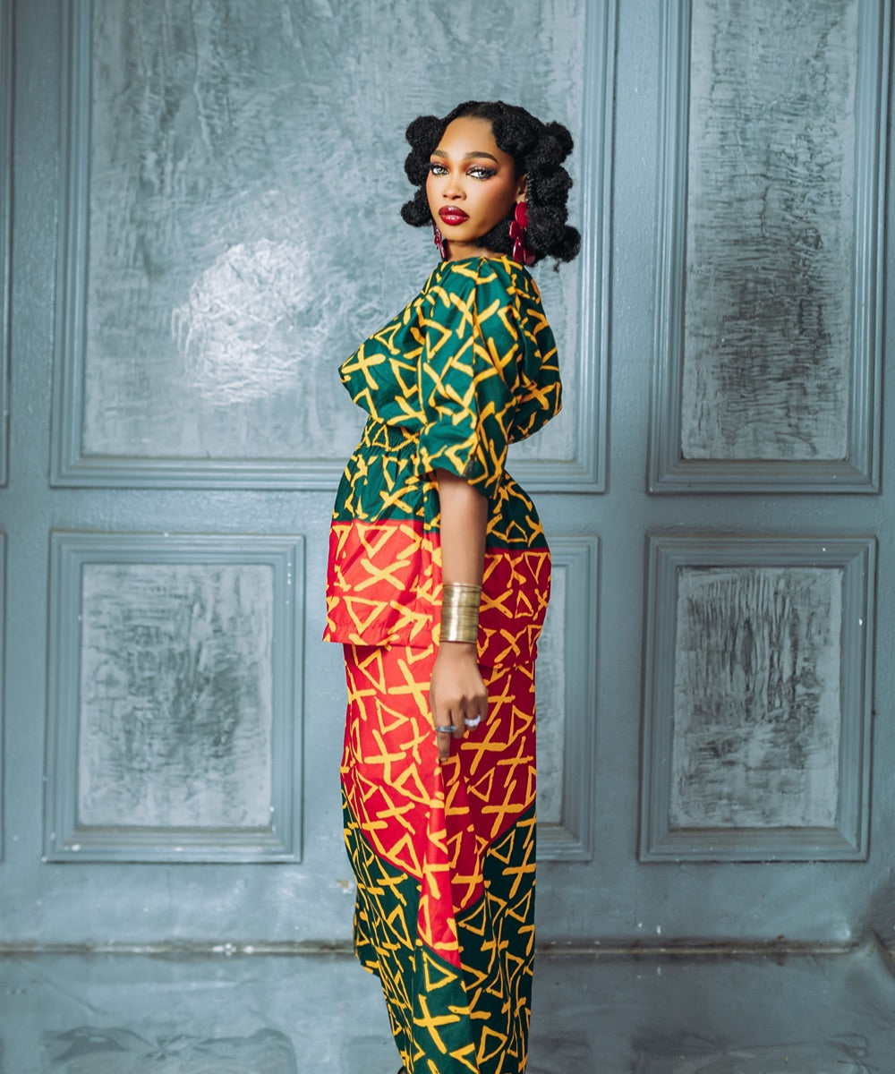 The Nia Two Piece Top and Skirt - Multicoloured