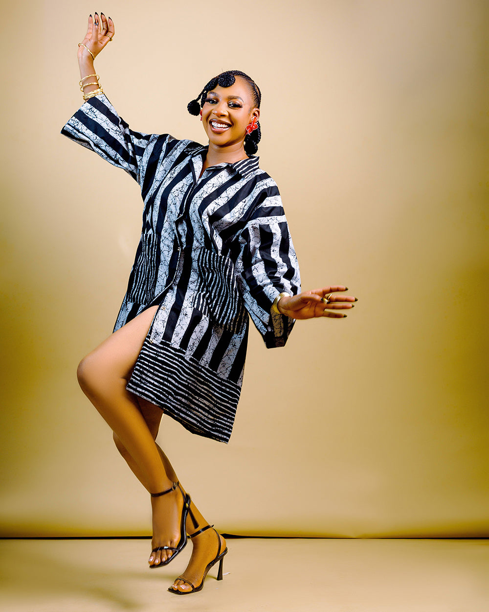 The Nia Adire Print Two-Piece Maxi Skirt Set - Zebra