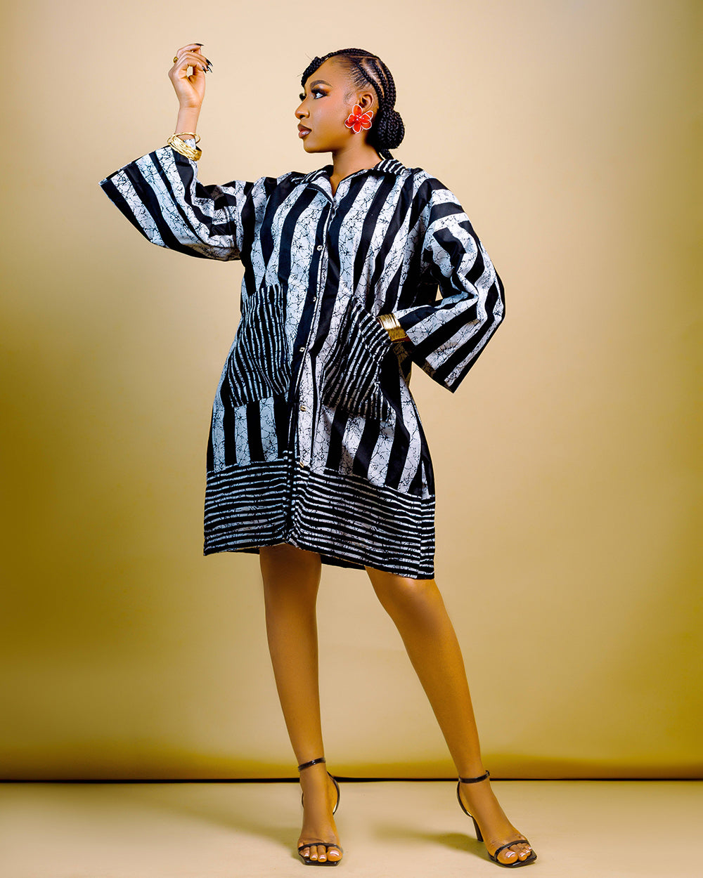 The Nia Adire Print Two-Piece Maxi Skirt Set - Zebra
