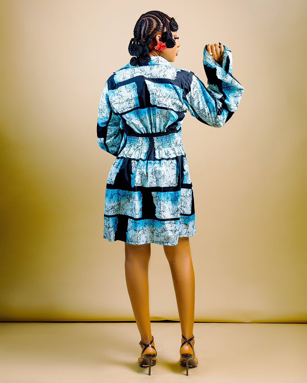 The Nia Adire Print Two-Piece Maxi Skirt Set - Electric Blue
