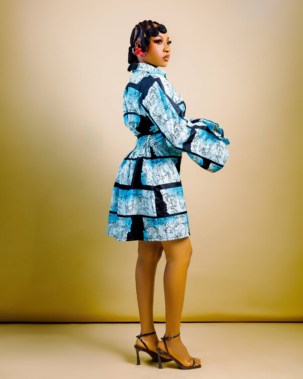 The Nia Adire Print Two-Piece Maxi Skirt Set - Electric Blue
